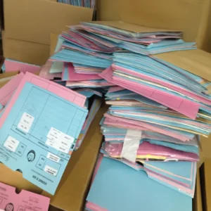 Medical archive X-ray film collected from hospitals for safe disposal and recycling