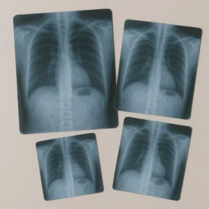 Used medical X-ray films prepared for recycling and eco-friendly disposal